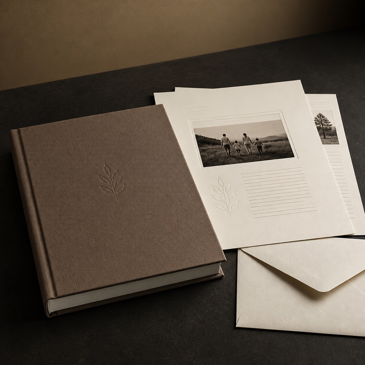 A finished keepsake with designed pages and a personal photograph